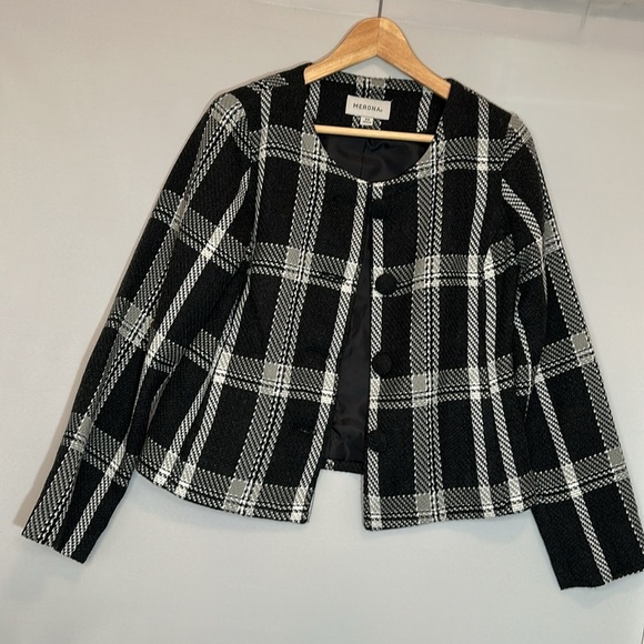 Merona Womens Size XS Plaid Jacket Blazer Coat Cloth Cover Buttons Pockets Lined - Picture 16 of 16